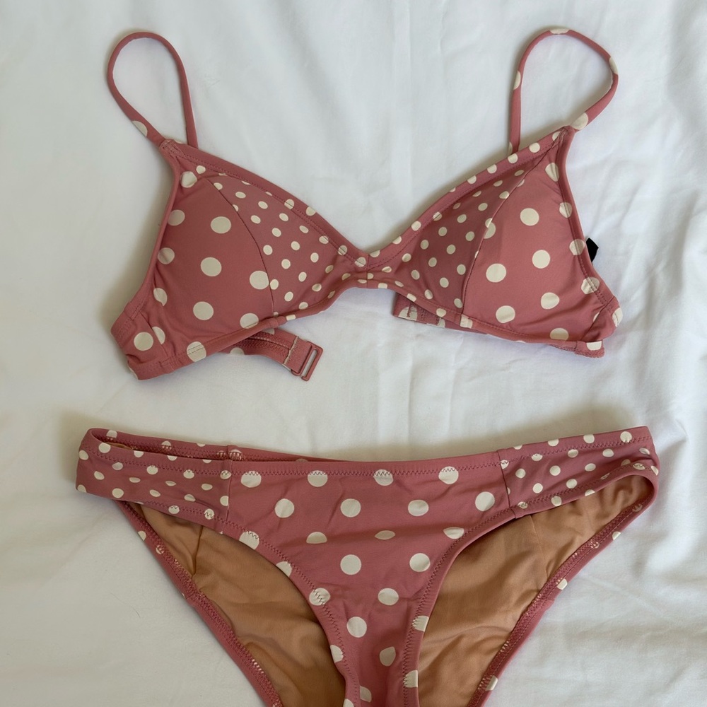 J. Crew Pink and White Polka Dot Bikini